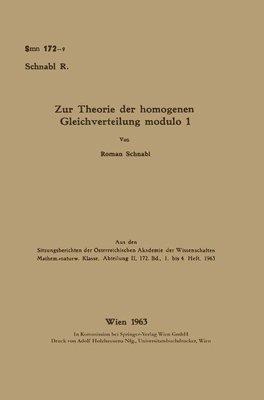 bokomslag Zur Theorie der homogenen Gleichverteilung modulo 1