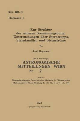 bokomslag Zur Struktur der nheren Sonnenumgebung. Untersuchungen ber Sterntrupps, Sternfamilien und Sternstrme