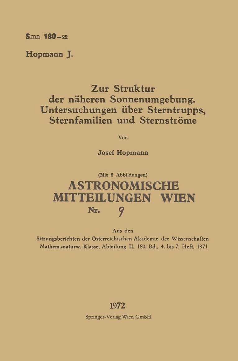 Zur Struktur der näheren Sonnenumgebung. Untersuchungen über Sterntrupps, Sternfamilien und Sternströme