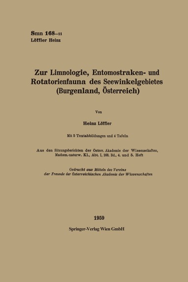 Heinz Löffler - Zur Limnologie, Entomostraken- und Rotatorienfauna des Seewinkelgebietes (Burgenland, Österreich), Häftad