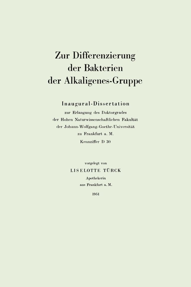 Zur Differenzierung der Bakterien der Alkaligenes-Gruppe 1