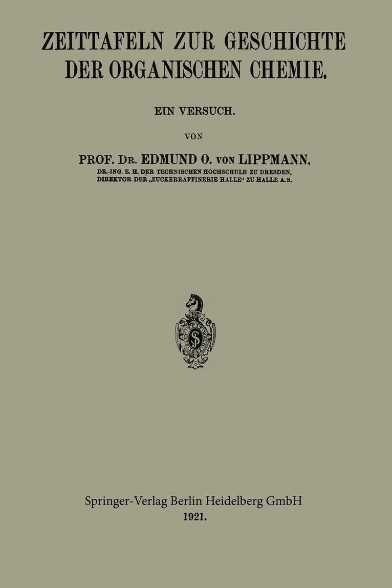 Zeittafeln zur Geschichte der Organischen Chemie