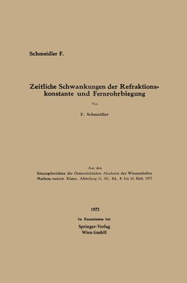 bokomslag Zeitliche Schwankungen der Refraktionskonstante und Fernrohrbiegung