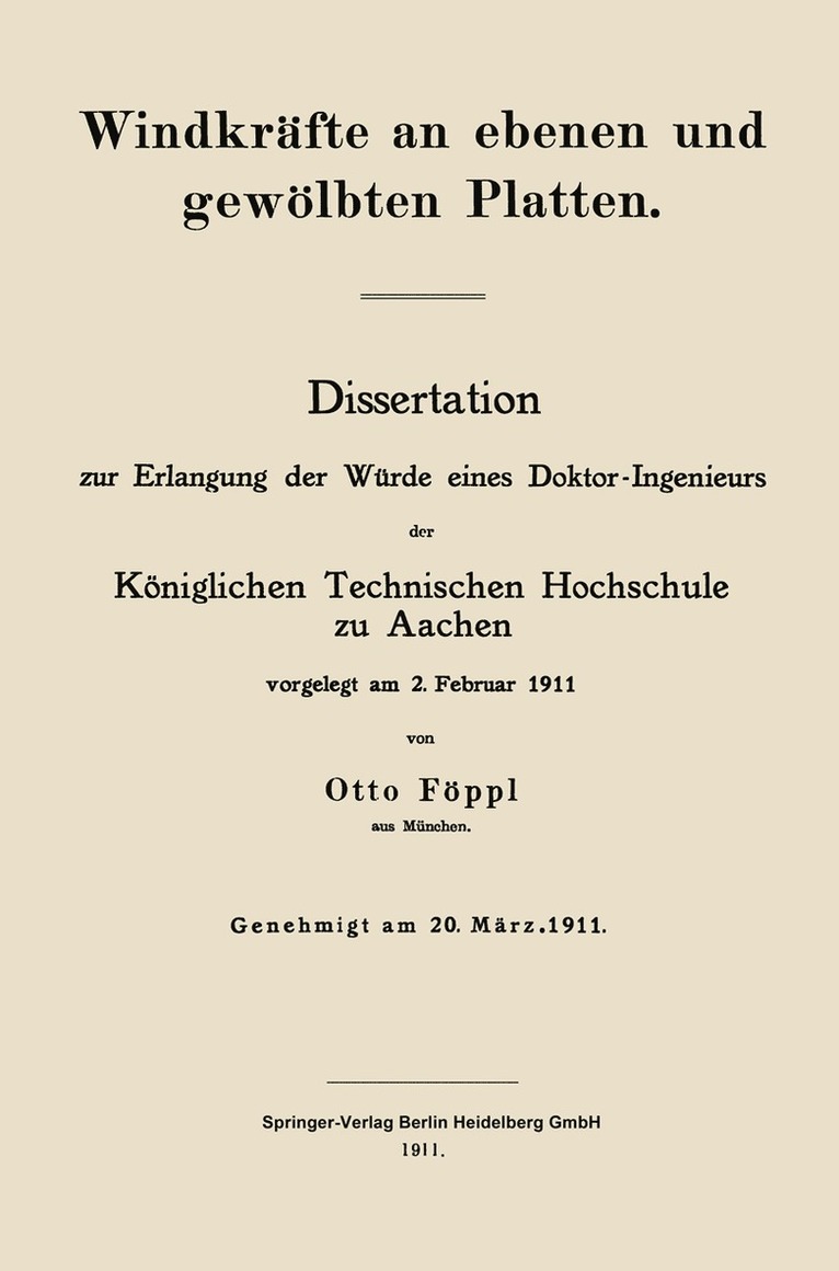 Otto Föppl, Otto Foppl - Windkräfte an ebenen und gewölbten Platten, Häftad