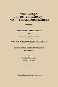 bokomslag Vom Wesen der Buttersure- und Butylalkoholgrung