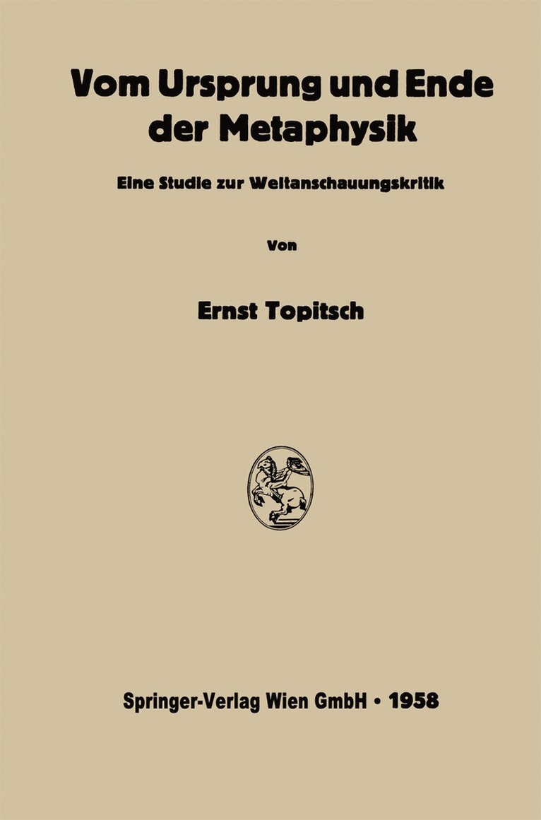 Ernst Topitsch - Vom Ursprung und Ende der Metaphysik, Häftad