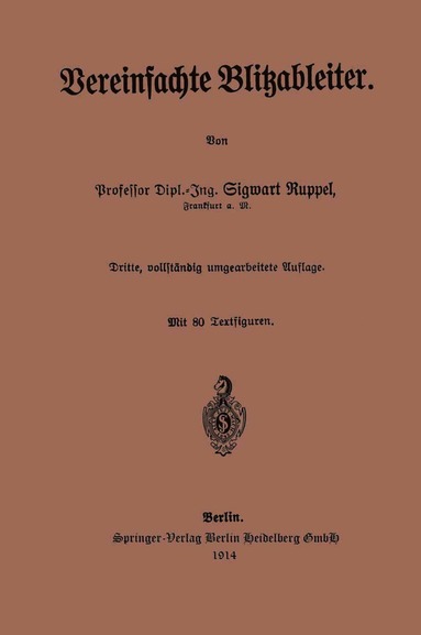 bokomslag Vereinfachte Blitzableiter