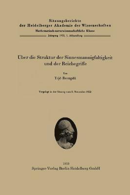 bokomslag Über die Struktur der Sinnesmannigfaltigkeit und der Reizbegriffe