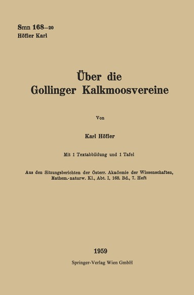 Karl Höfler - Über die Gollinger Kalkmoosvereine, Häftad