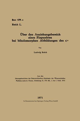 Ludwig Reich - Über den Anziehungsbereich eines Fixpunktes bei biholomorphen Abbildungen des ℂn, Häftad