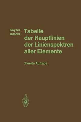 bokomslag Tabelle der Hauptlinien der Linienspektren aller Elemente nach Wellenlänge geordnet