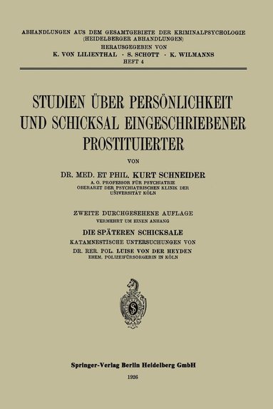 bokomslag Studien ber Persnlichkeit und Schicksal Eingeschriebener Prostituierter