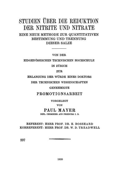 bokomslag Studien ber die Reduktion der Nitrite und Nitrate