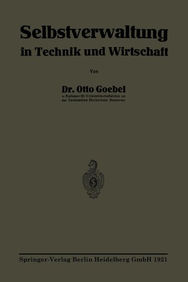 bokomslag Selbstverwaltung in Technik und Wirtschaft