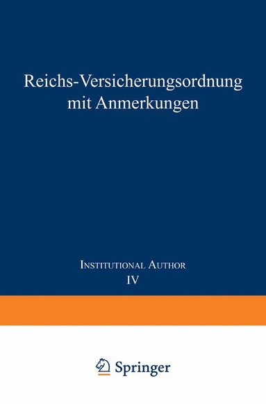 bokomslag Reichs-Versicherungsordnung mit Anmerkungen