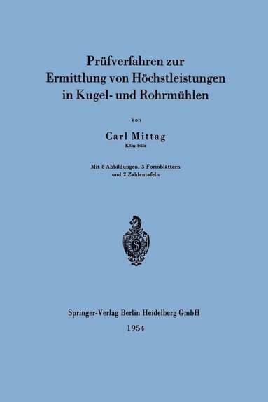 bokomslag Prüfverfahren zur Ermittlung von Höchstleistungen in Kugel- und Rohrmühlen