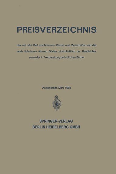 bokomslag Preisverzeichnis