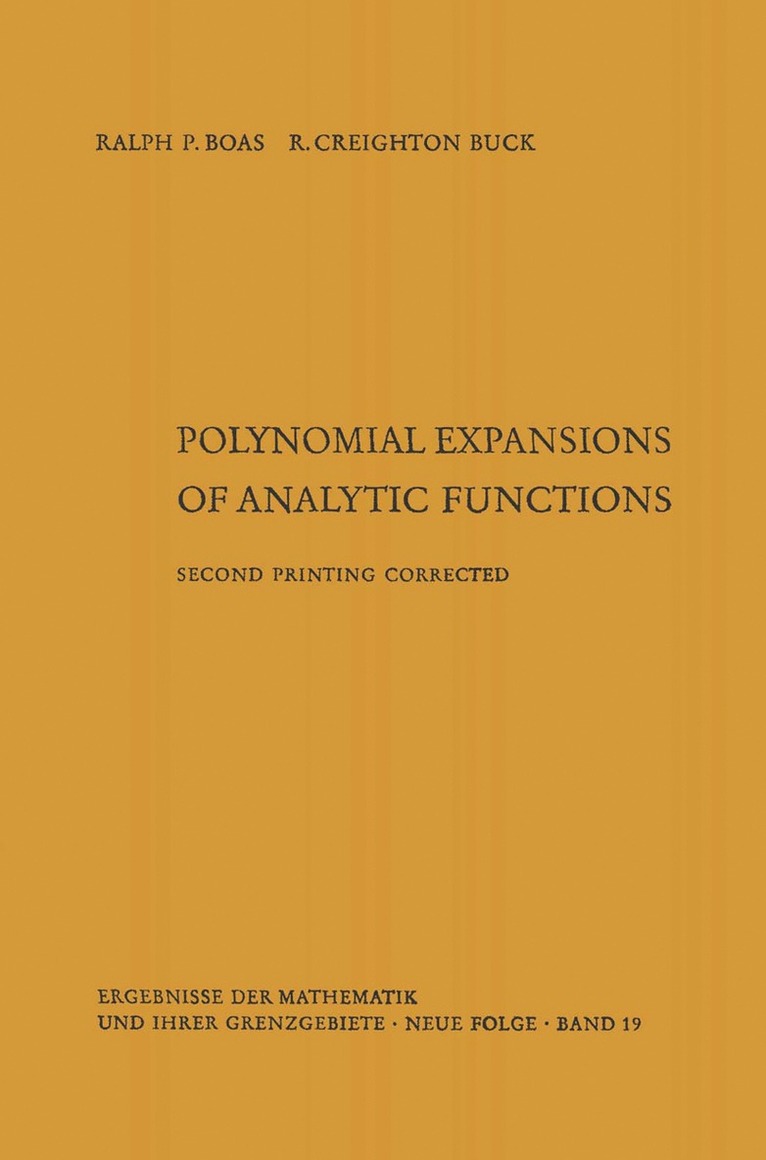 Ralph P. Boas, Robert Creighton Buck - Polynomial expansions of analytic functions, Häftad
