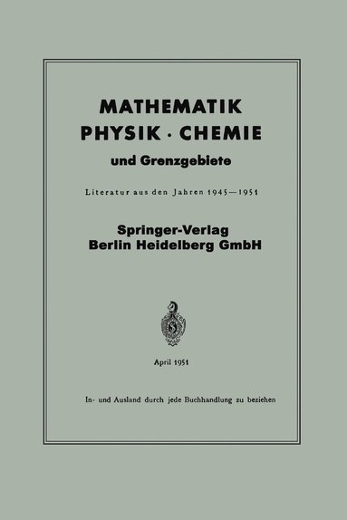 bokomslag Mathematik, Physik  Chemie und Grenzgebiete