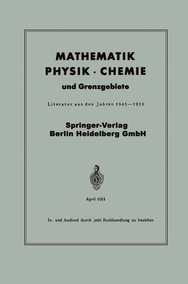 bokomslag Mathematik, Physik  Chemie und Grenzgebiete