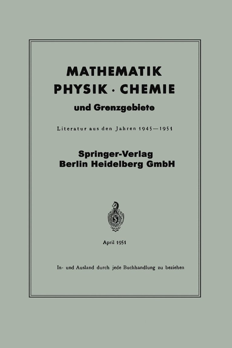 Mathematik, Physik  Chemie und Grenzgebiete 1