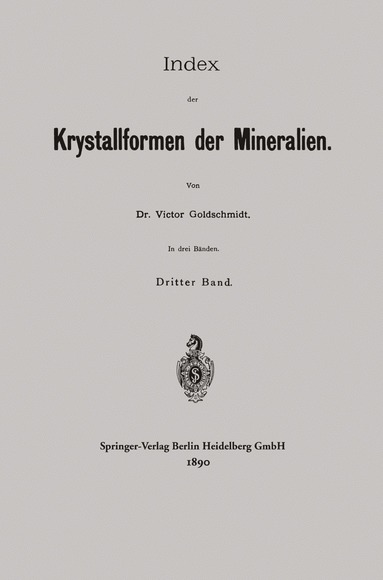 bokomslag Index der Krystallformen der Mineralien