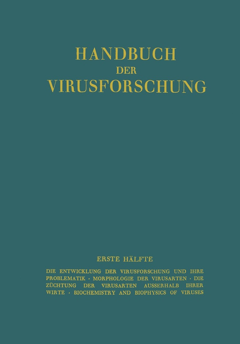 R. Doerr - Handbuch der Virusforschung, Häftad