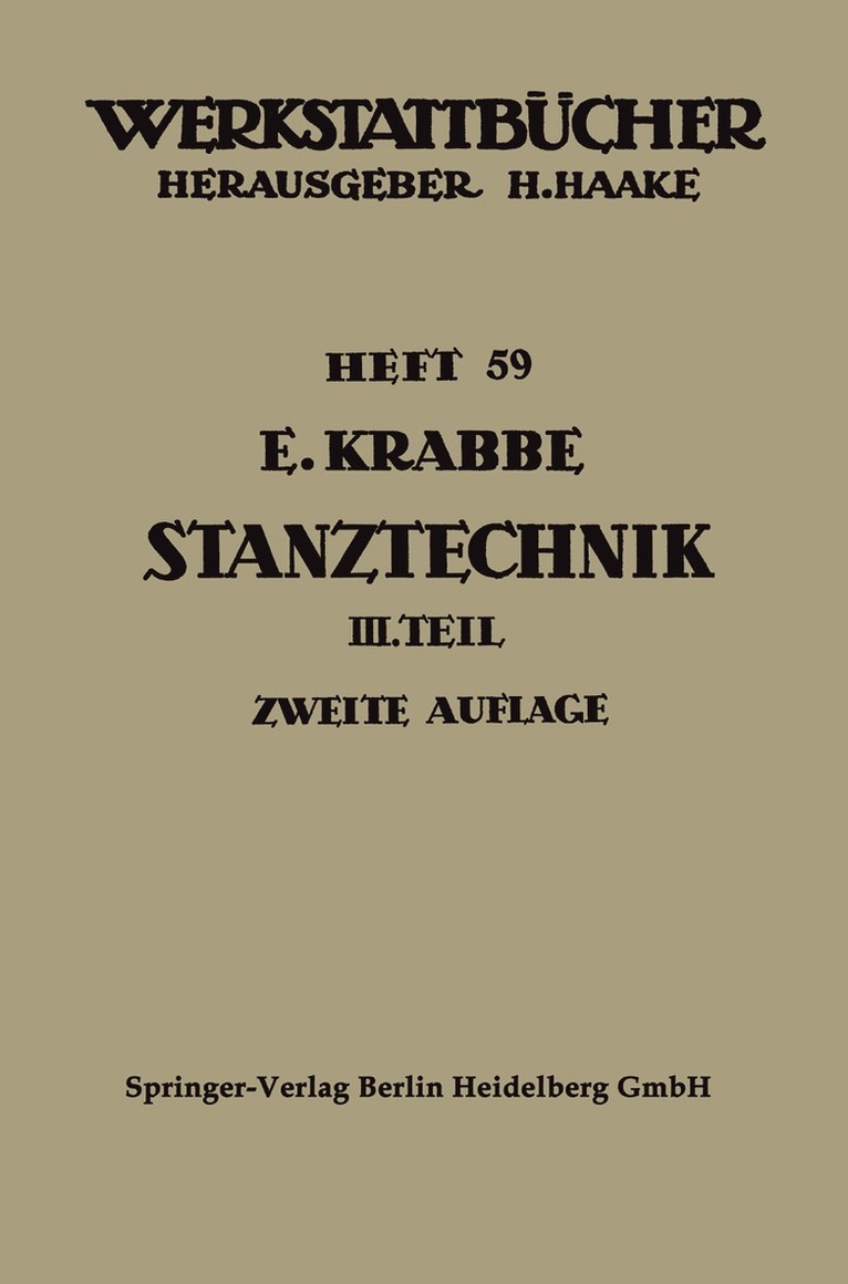 Erich Krabbe, Werner Malmberg - Stanztechnik, Häftad