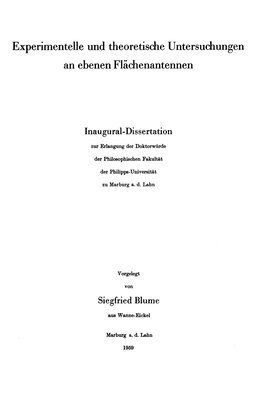 Experimentelle und theoretische Untersuchungen an ebenen Flchenantennen 1