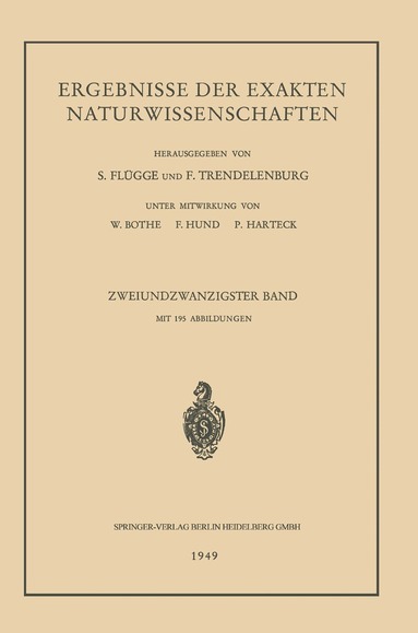 G. Höhler, Ferdinand Trendelenburg - Ergebnisse der Exakten Naturwissenschaften, Häftad