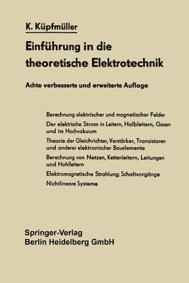 Karl Küpfmüller, Karl Kupfmuller - Einführung in die theoretische Elektrotechnik, Häftad