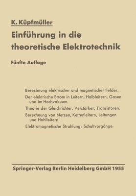 Karl Küpfmüller, Karl Kupfmuller - Einführung in die theoretische Elektrotechnik, Häftad