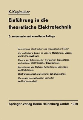 Karl Küpfmüller, Karl Kupfmuller - Einführung in die theoretische Elektrotechnik, Häftad