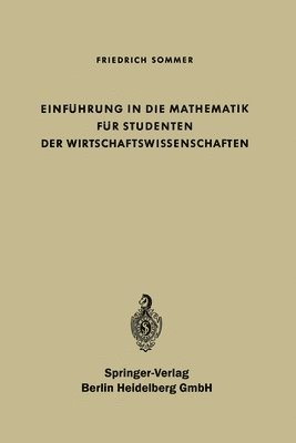 bokomslag Einfhrung in die Mathematik fr Studenten der Wirtschaftswissenschaften