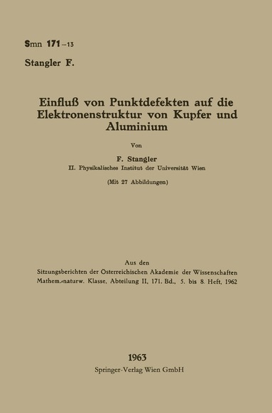 bokomslag Einfluß von Punktdefekten auf die Elektronenstruktur von Kupfer und Aluminium