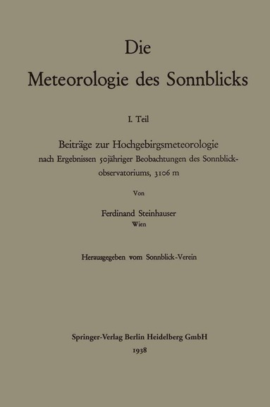 bokomslag Die Meteorologie des Sonnblicks