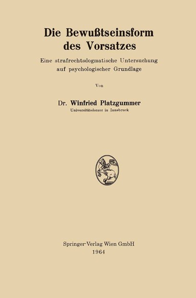 bokomslag Die Bewußtseinsform des Vorsatzes