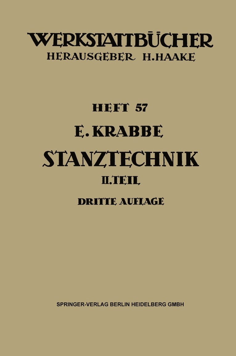 Erich Krabbe - Stanztechnik, Häftad