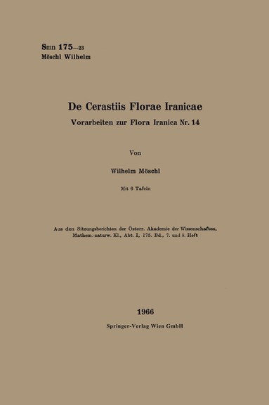 bokomslag De Cerastiis Florae Iranicae
