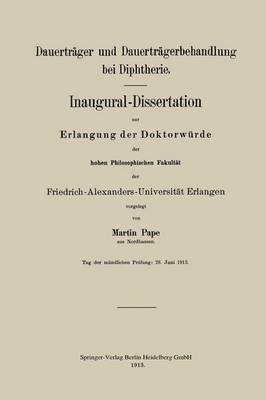 bokomslag Dauerträger und Dauerträgerbehandlung bei Diphtherie