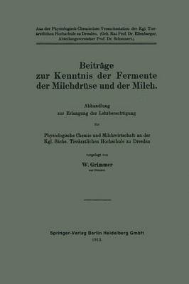 bokomslag Beitrge zur Kenntnis der Fermente der Milchdrse und der Milch