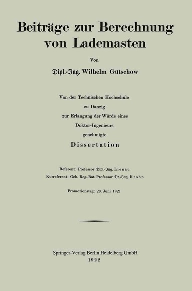 bokomslag Beiträge zur Berechnung von Lademasten
