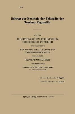bokomslag Beitrag zur Kenntnis der Feldspäte der Tessiner Pegmatite