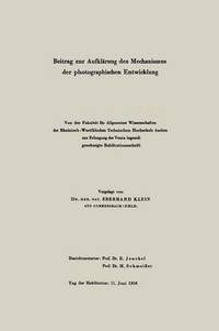 bokomslag Beitrag zur Aufklrung des Mechanismus der photographischen Entwicklung