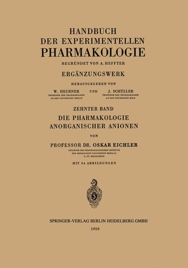 bokomslag Die Pharmakologie Anorganischer Anionen