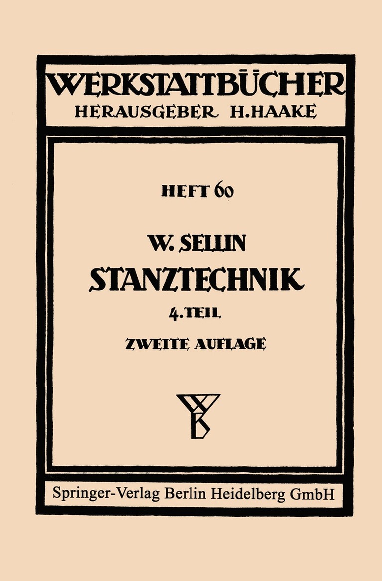 Walter Sellin - Stanztechnik, Häftad