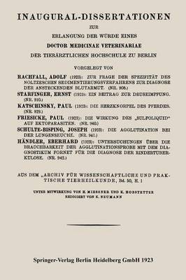 bokomslag Zur Frage der Spezifität des Noltzeschen Sedimentierungsverfahrens zur Diagnose der ansteckenden Blutarmut