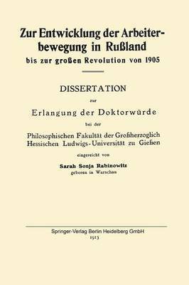 bokomslag Zur Entwicklung der Arbeiterbewegung in Rußland bis zur großen Revolution von 1905
