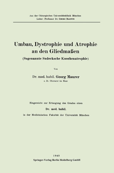 bokomslag Umbau, Dystrophie und Atrophie an den Gliedmaßen