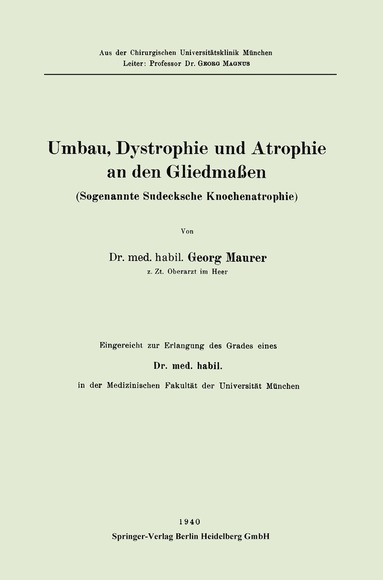 bokomslag Umbau, Dystrophie und Atrophie an den Gliedmaen